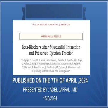 betablocker post MI clinical trial , for herat faliure with presered EF