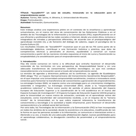 RedEmprendia: “SocialOVTT un caso de estudio. Innovando en la educación para el emprendimiento social”