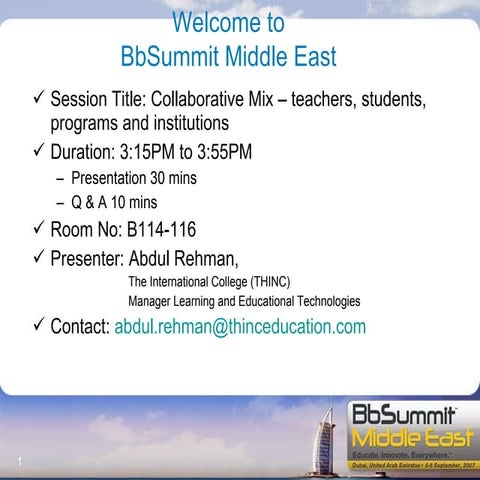 Bb Summit Middle East Presentation - Sep\'07