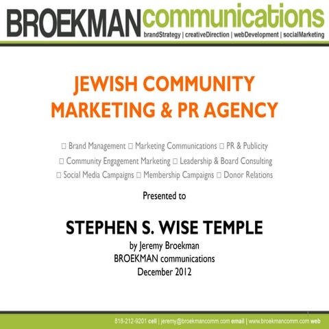 JEWISH COMMUNITY MARKETING & PR AGENCY