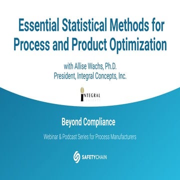 Essential Statistical Methods for Process & Product Optimization | PDF