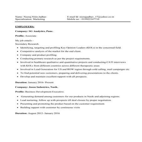 Neeraj Jadhav CV