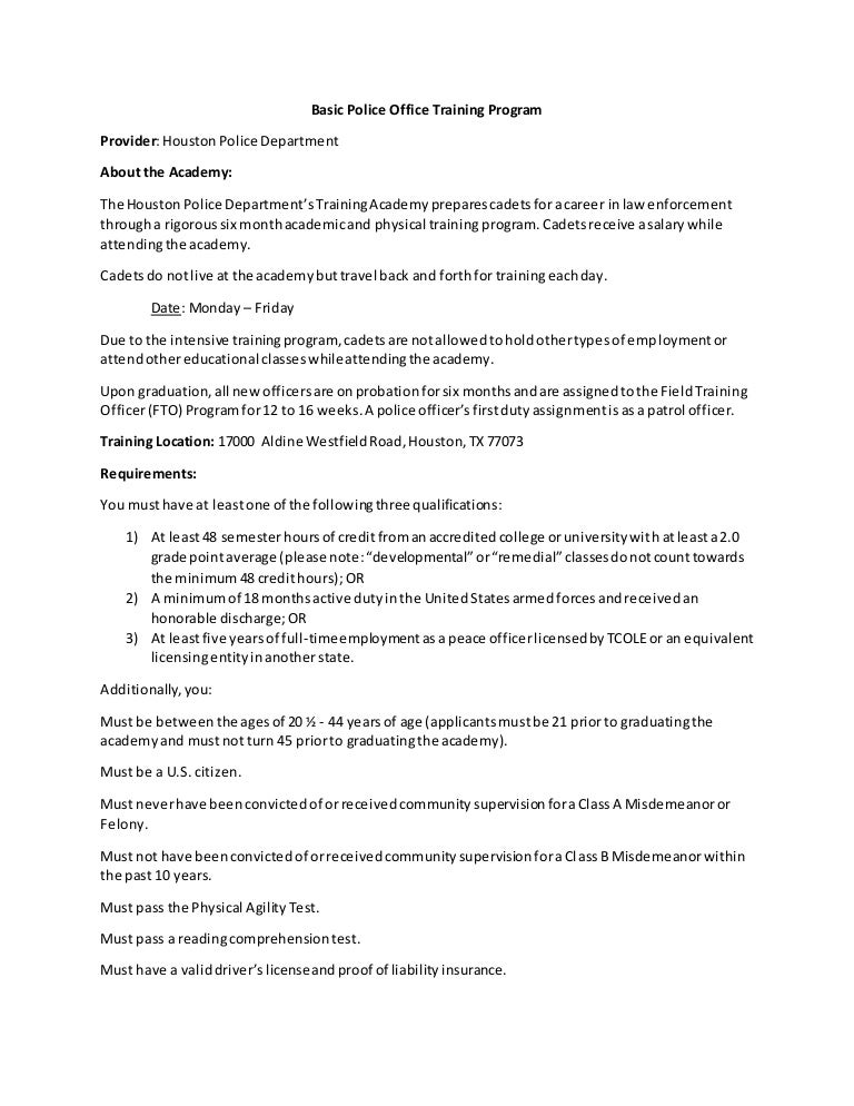 Basic Police Office Training Program