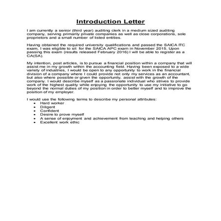 Introduction letter