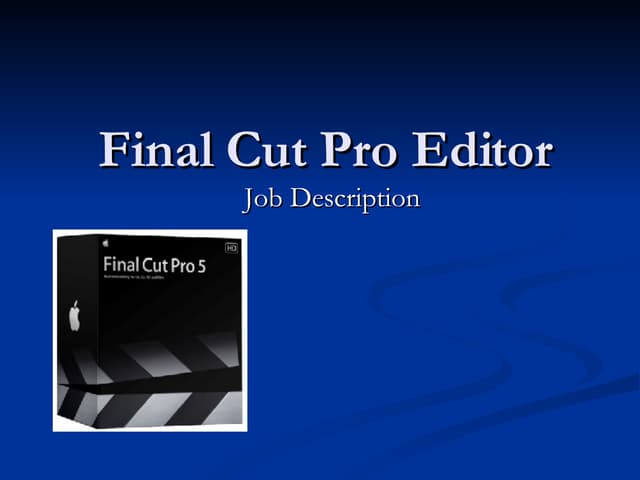 Bc1001 Final Cut Pro Editor