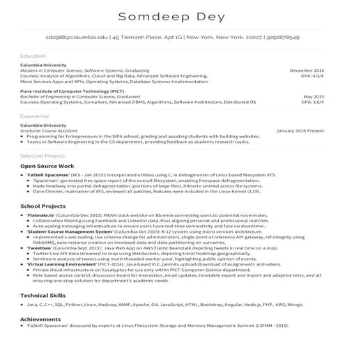 Somdeep Dey resume