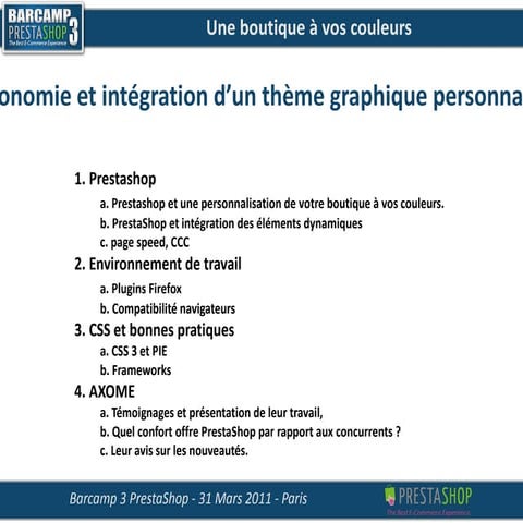 Barcamp 3 PrestaShop - Atelier Intégration