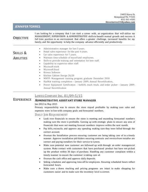 Jennifer Torres Resume