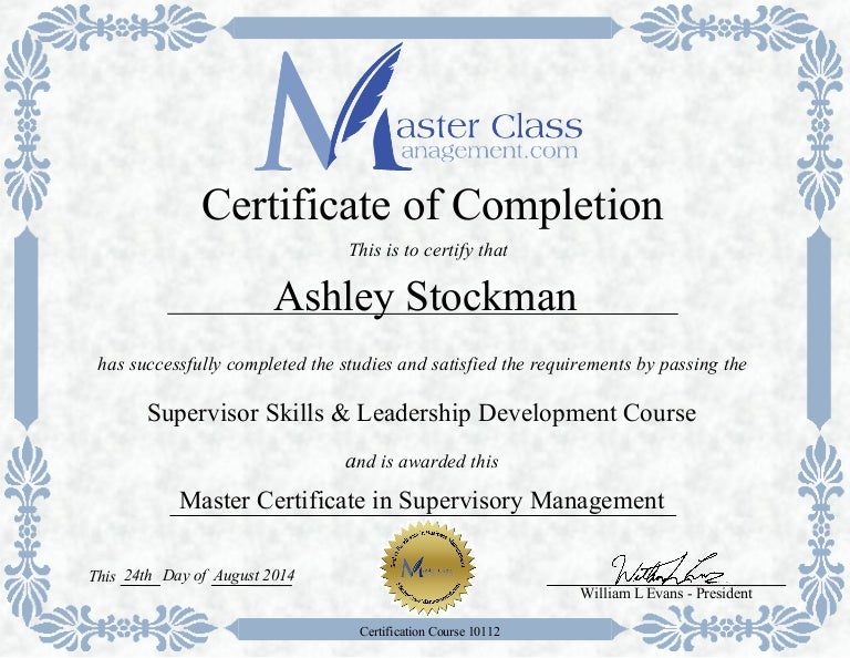 Supervisory Management Certificate Ashley Stockman