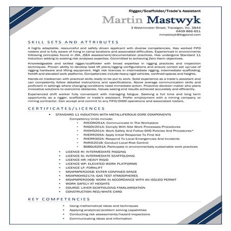 Martin Mastwyk Resume 2016