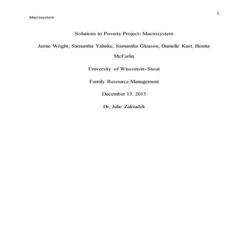 solutions to poverty paper