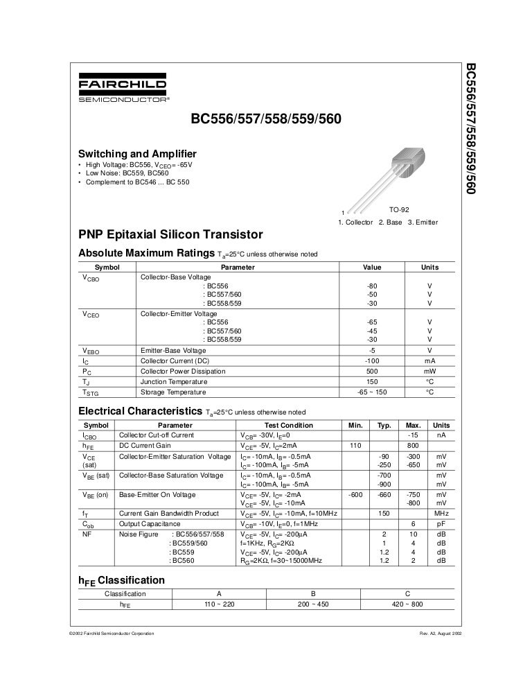 BC556/BC557/BC558/BC559/BC560 Transistor data sheet