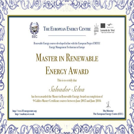 Master in Renewable Energy Award | PDF