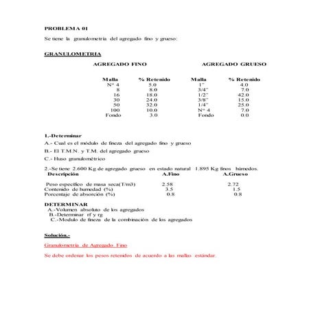 Ejercicios Granulometría De Agregados