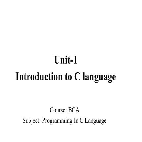 introduction to c language | PPT