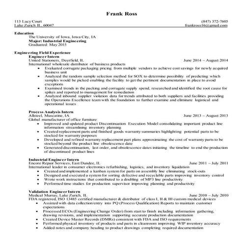 Frank Ross Resume | PDF