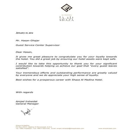 hasan ghajar Appreciation Letters 