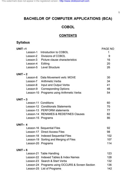 Bca cobol