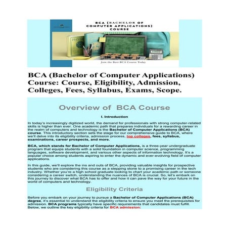 BCA (Bachelor of Computer Applications) Course: Course, Eligibility ...
