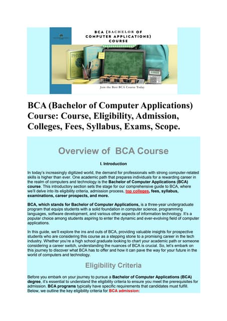 Bca Bachelor Of Computer Applications Course Course Eligibility Bca Bachelor Of Computer Applications Course Course Eligibility