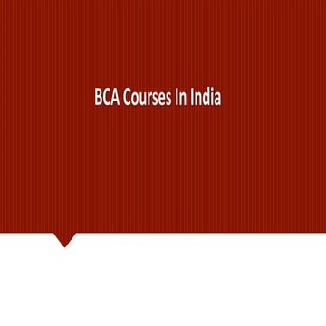 BCA Courses In India