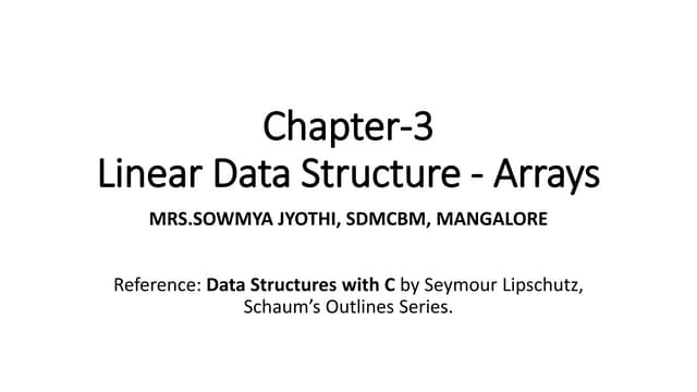 BCA DATA STRUCTURES LINEAR ARRAYS MRS.SOWMYA JYOTHI