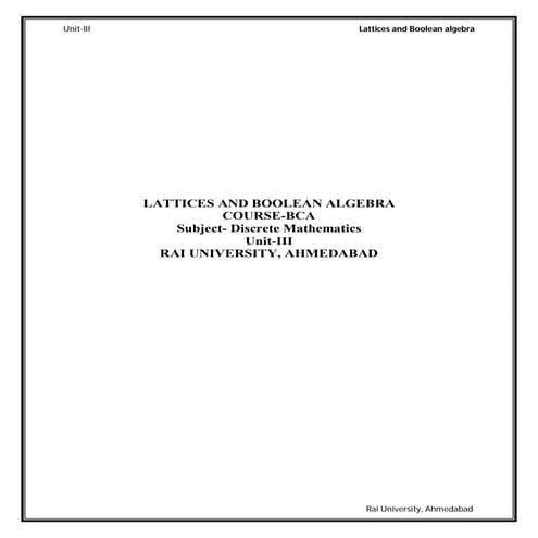 BCA_Semester-II-Discrete Mathematics_unit-iii_Lattices and boolean algebra