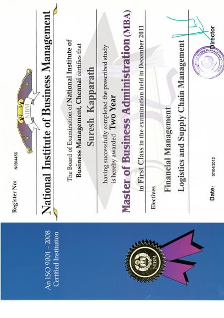 CMA CERTIFICATE - SURESH | PDF