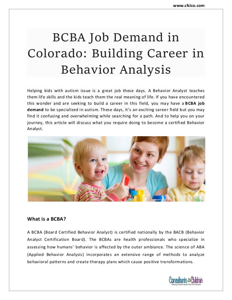 Bcba Job Demand Consultants For Children Inc