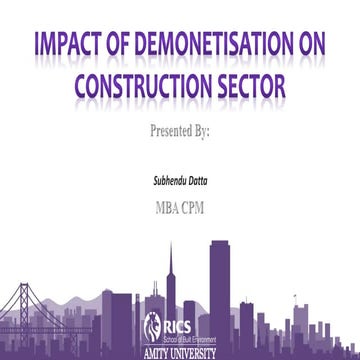 DEMONETISATION- IMPACT ON CONSTRUCTION SECTOR