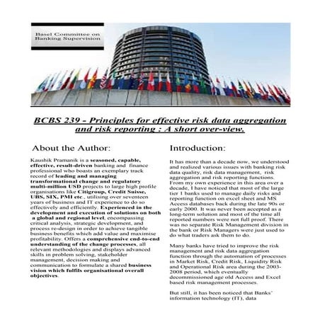 Basel Committe on Banking Supervision (BCBS - 239)