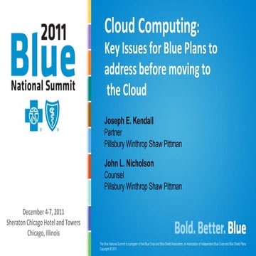 BCBSA Summit - Cloud Computing Issues (Dec 2012)