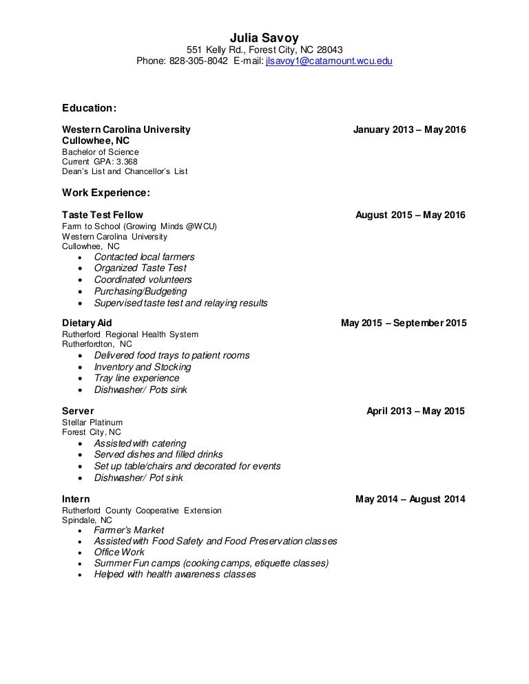 Julia Louise Savoy Resume