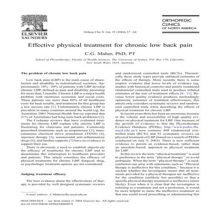 Exercise Therapy in the Management of Low Back Pain | PPTX
