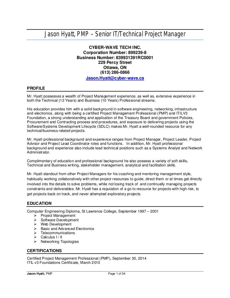 jason hyatt pmp resume project manager 2014 11 27 pmp resume