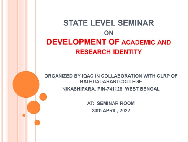 Development of Academic & Research Identity