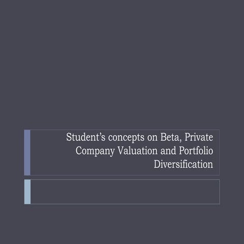 Concepts on Beta, Valuation and Diversification v6