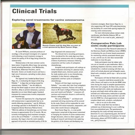 Bone Cancer Dogs, Inc -  NCSU Trials Article