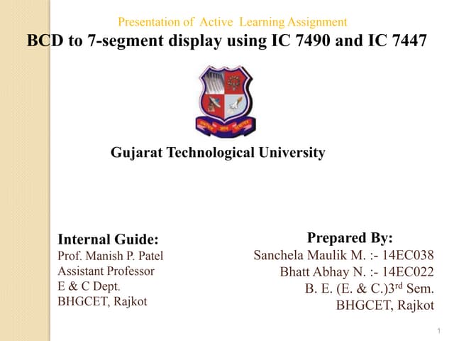 Bcd to 7 segment display