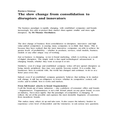 Business Strategy - Consolidation to disruption - MIKE'S FINAL