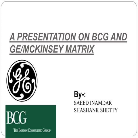 Bcg and ge matrix ppt