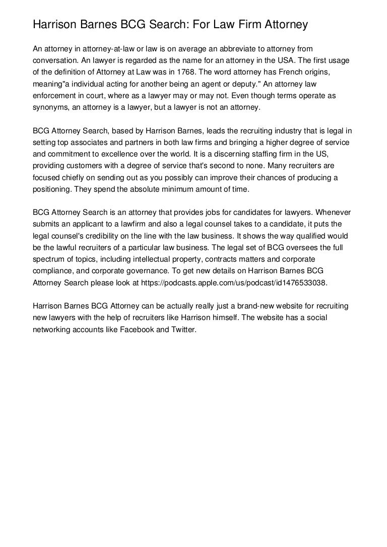 Harrison Barnes Bcg Search For Law Firm Attorney