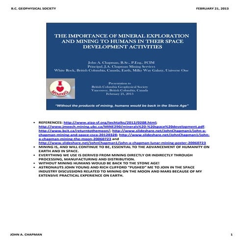 B.C. Geophysical Society Presentation 20130221 - Importance of Mined Material...