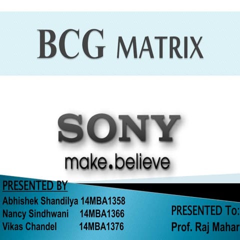 Sony BCG MATRIX