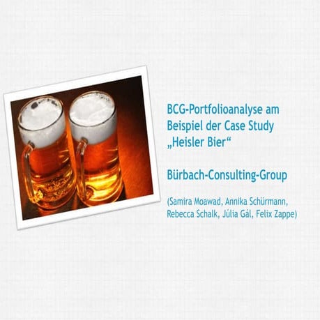 Portfolioptimierung mit der BCG-Matrix am Beispiel einer Bierbrauerei