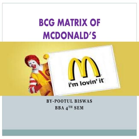 Bcg matrix of mcdonald’s