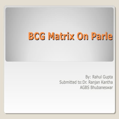 Bcg matrix on parle