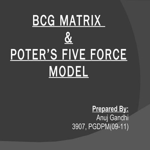 Bcg Matrix + Porters Five Force Model - Anuj Gandhi