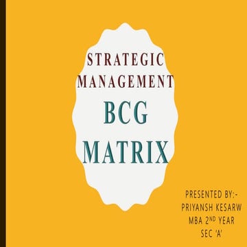 Bcg matrix presentation made by priyansh kesarwani