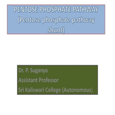 Pentose phosphate pathways. Biochemistry